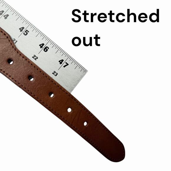 Womens Brown Leather Stretch Belt 85cm Cowhide Cuir de Vachette Gold Tone Buckle - Picture 4 of 7